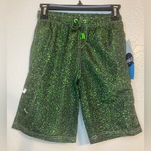 NWT Hanalei Bay Swim Shorts Boys Medium 10/12 Green Black